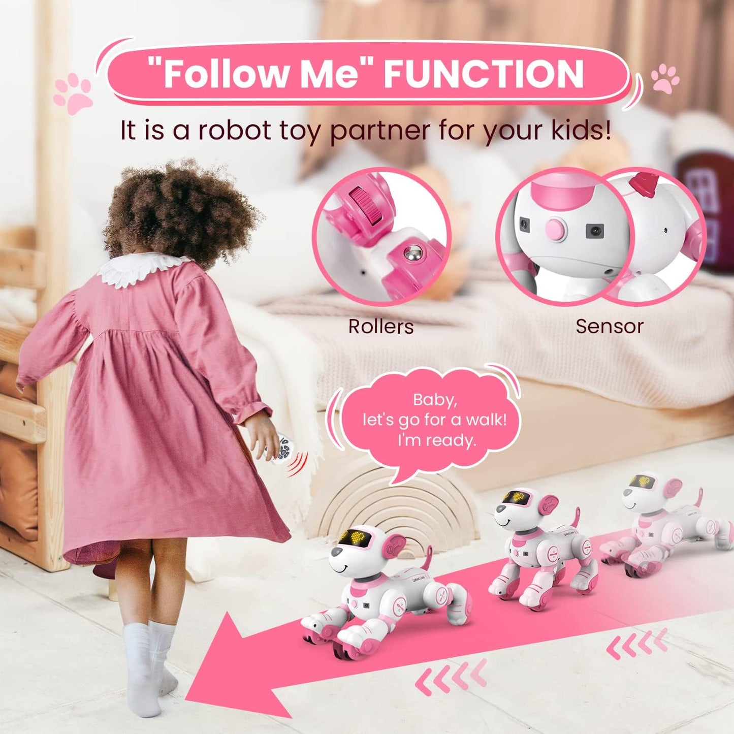 Robot Dog Toys for Girls Toys Interactive Robots Dog Toy FollowMe Robot Toys Intelligent Remote Control Dog with Sing Dance Design & Touch Function Robotics Pets for Kids Ages 8-12 Birthday Gift