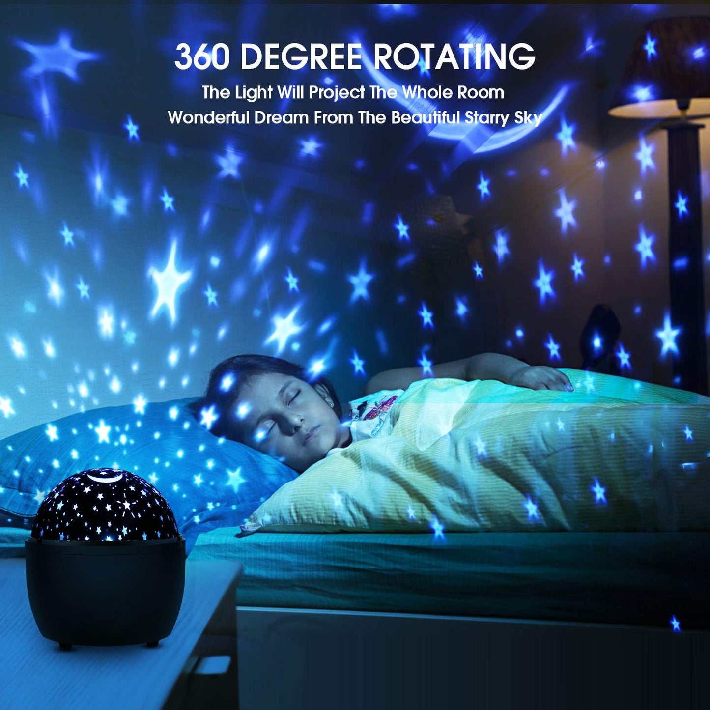 Star Night Light Projector for Kids, KINGWILL Starry Sky Projector Light with 360 Degree Rotating, Color Changing Nursery Lamp for Baby Toddler Kids Children Adults Bedroom Party Decoration