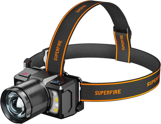 Led headlamp,2000 Lumen Super Bright headlamp Rechargeable,Zoomable Head lamp Flashlight with Motion Sensor Hard Hat Light headlamps for Adults