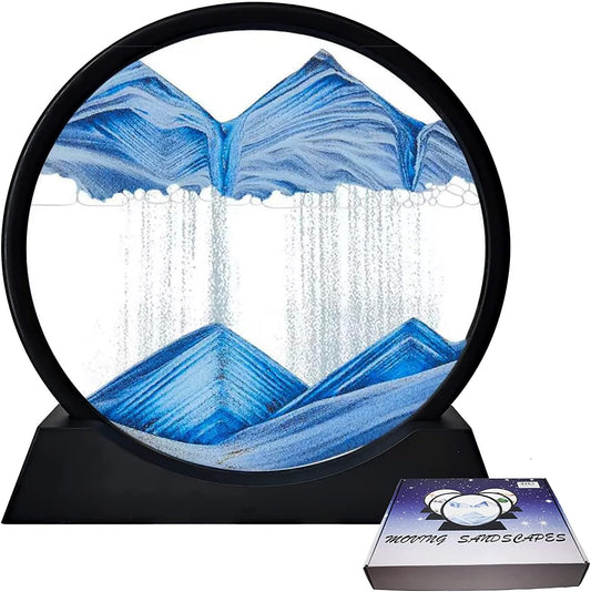 12 Inches Moving Sand Art, 3D Deep Sea Moving Sand Art Creating Relax Sandscape Art Atmosphere to Decor for Any Home Office Desktop Mantel and Bookshelf