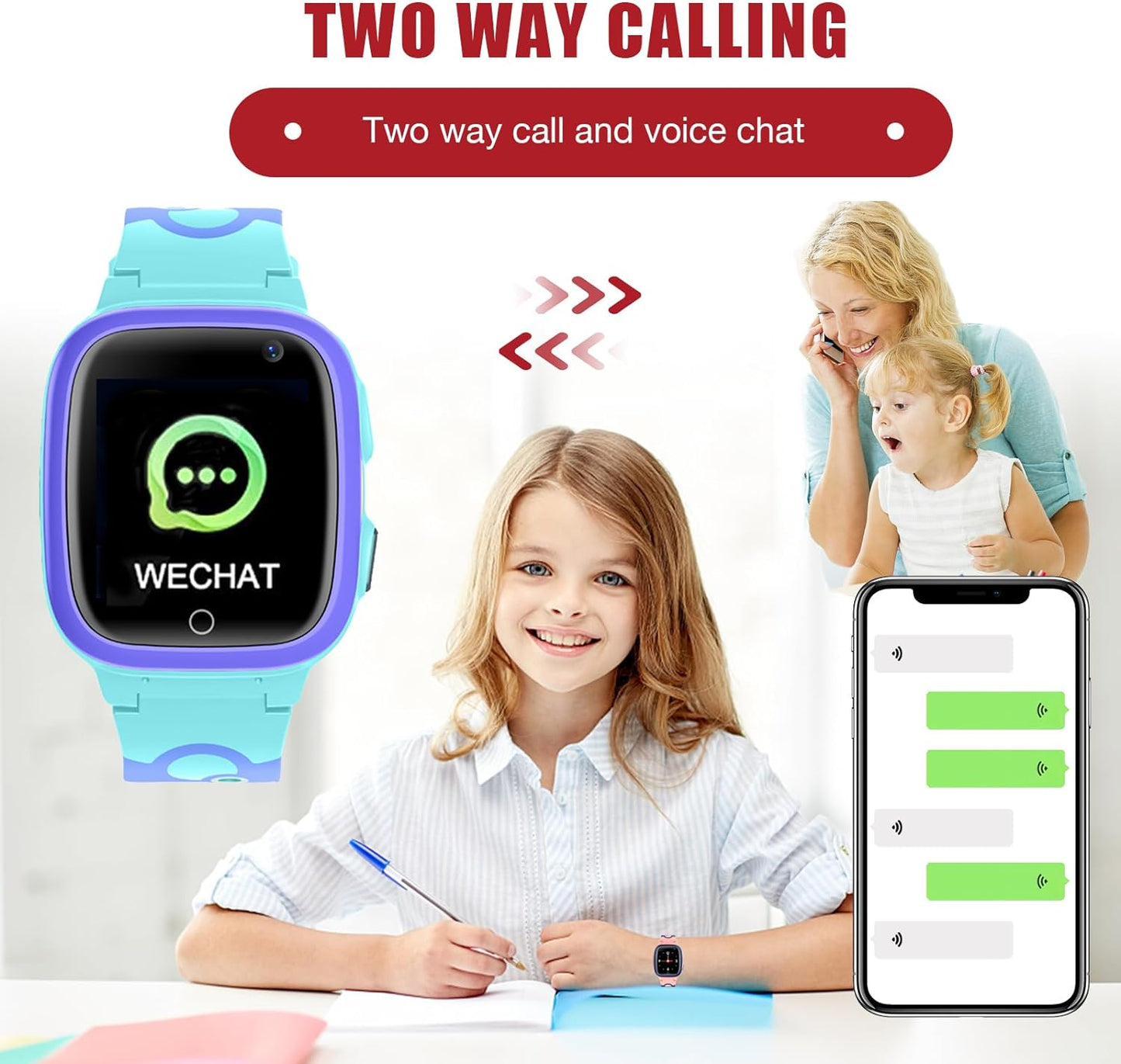 Kids Smart Watch LBS Tracker - Smartwatches for Children Kids with SOS Weather Stopwatch Call Camera Touch Screen Game Alarm for Boys and Girls