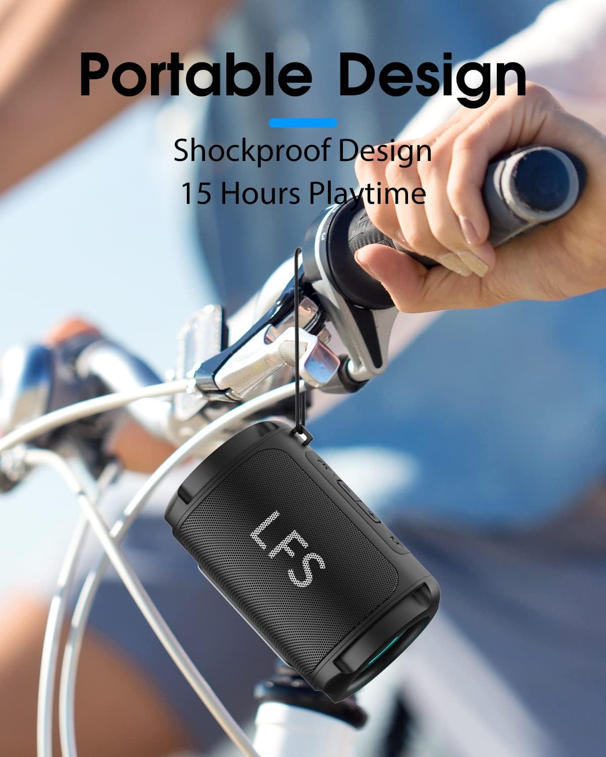 Portable Bluetooth Speakers Waterproof Wireless Speaker Small Shower Speaker, TWS Pairing, RGB Lights, 15H Playtime, Mini Speakers for Travel, Home, Beach, Camping