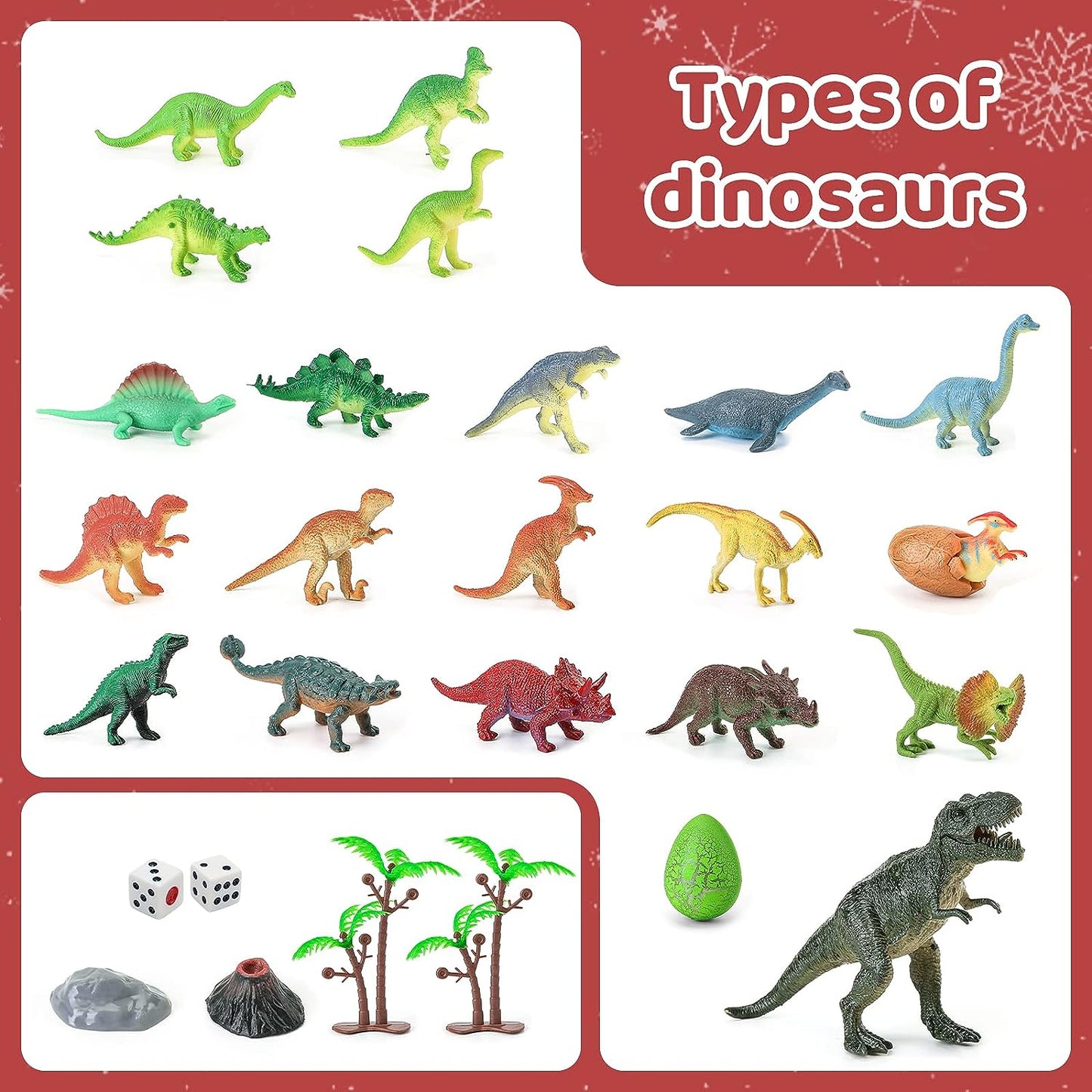 Dinosaur Toys for Kids 3-5 Dino Toys for 3 4 5 6 7 Year Old Dinosaur Toys with Game Dinosaur Toy Blind Box Dionsaur Toys for Kid 5-7 Chirstmas Gift for Boys Girls Toddler Advent Calendar for boys