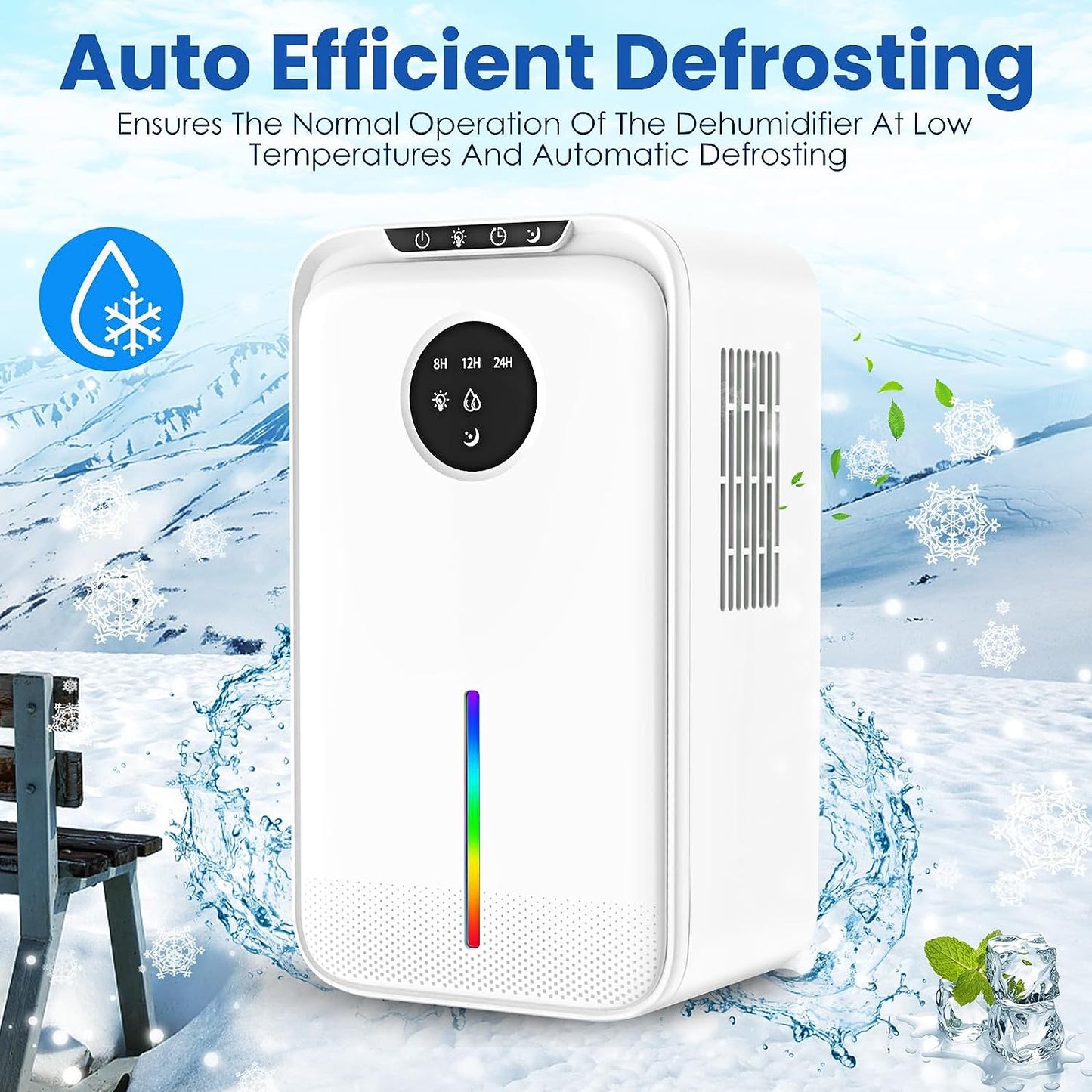 95OZ Dehumidifiers for Home, 720 Sq.ft Portable Dehumidifier With Drain Hose Auto Defrost, Dehumidifiers for Room, Sleep Mode Quiet Small Dehumidifiers for Bedroom Bathroom Basements Closet RV