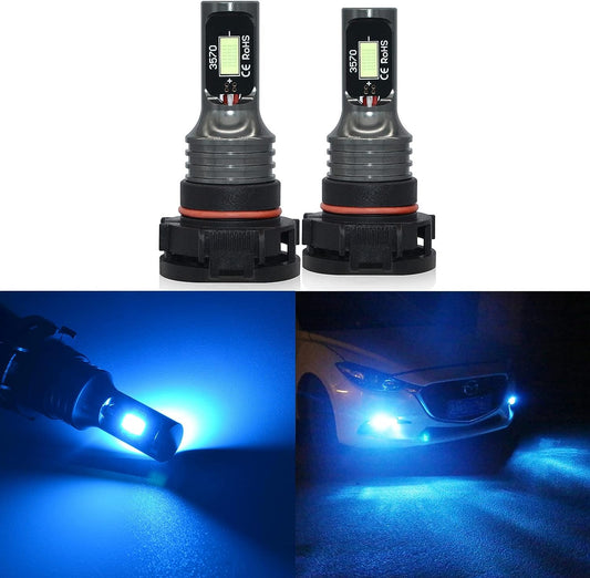 5202 LED Fog Lights Bulb 8000K Ice Blue 2400LM High Visibility 3570 CSP Chips 5201 PS19W PS24W LED Bulbs Replacement For Fog Lamp or Daytime Running Lights(Set of 2)