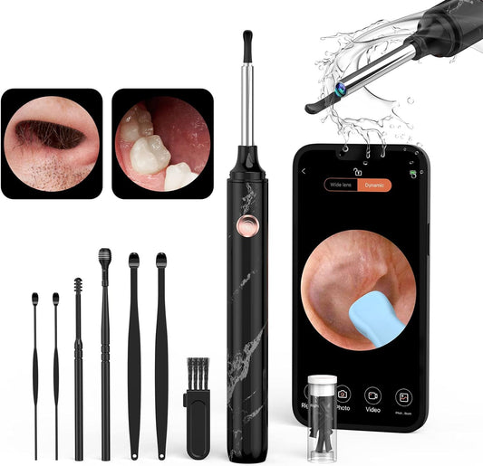 Ear Wax Removal Tool Camera, Wireless HD 1080P Ear Cleaner Endoscope with 3.5mm Ear Otoscope and 6 LED Lights, Waterproof Ear Scope Compatible iPhone, iPad & Android Devices for Kids, Adults & Pets