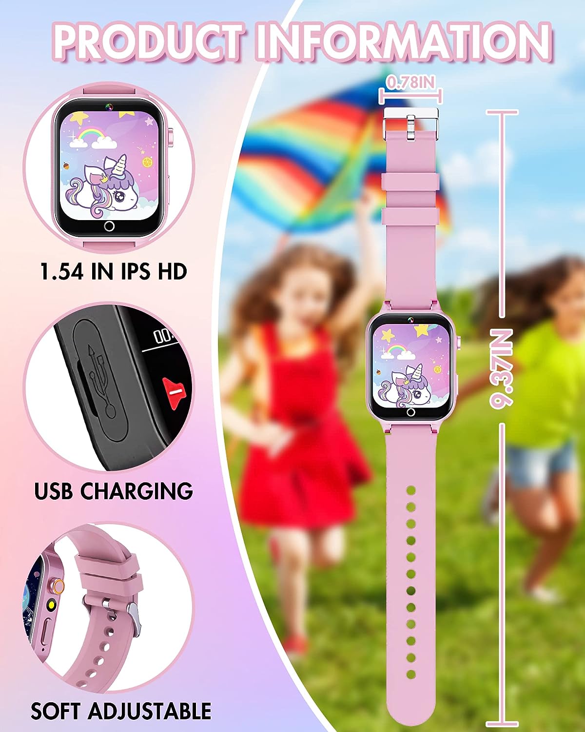 Smart Watch for Kids Gift for Girs Toys Age 6-8, Kids Watch for Girls Boys 8-10 with Video Camera Music Player Educational Birthday Gifts for 6 7 8 9 10 11 12 Year Old Boys (Pink)