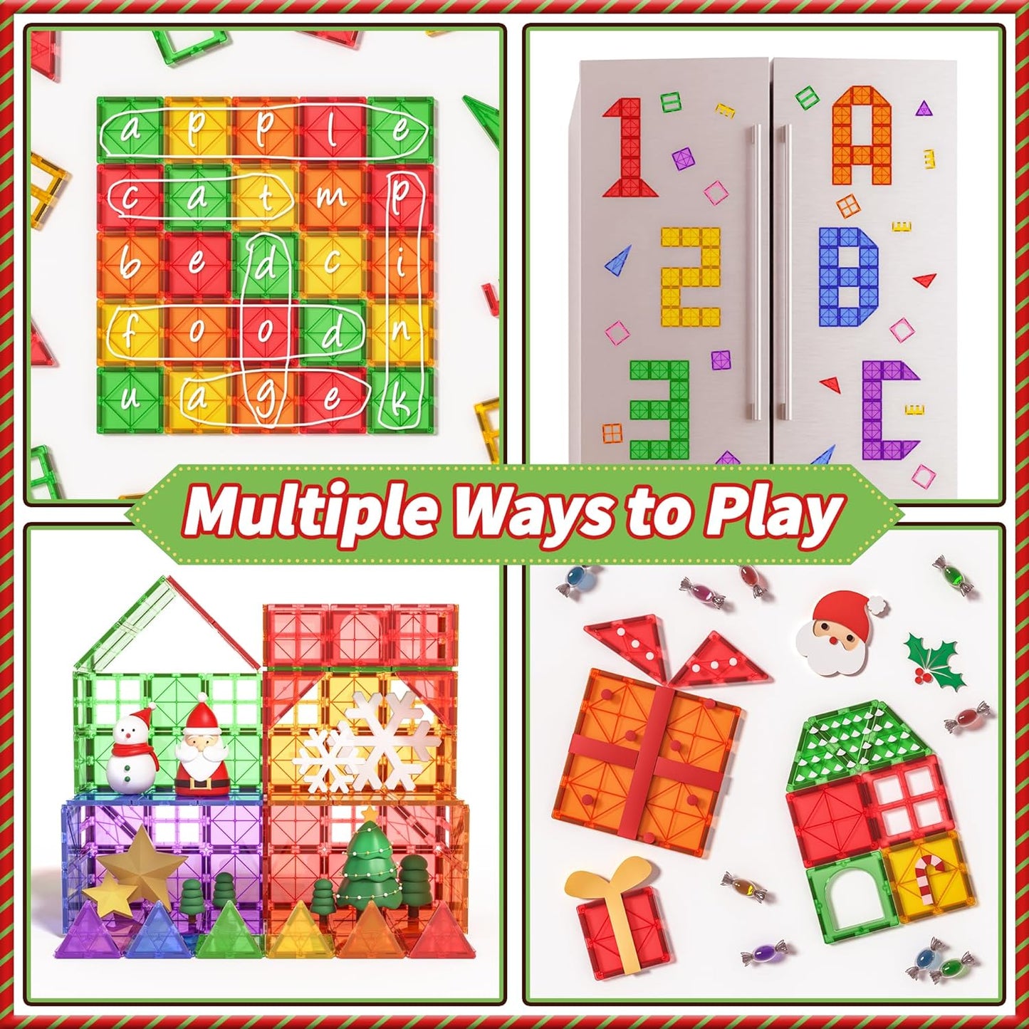 Magnetic Tiles Christmas Toys for 3+ Year Old Boy and Girl Birthday Gifts, Magnet Blocks Building STEM Preschool Sensory Learning Montessori Autism Toys for Toddlers Kids Ages 3-5, 5-7, 4-8