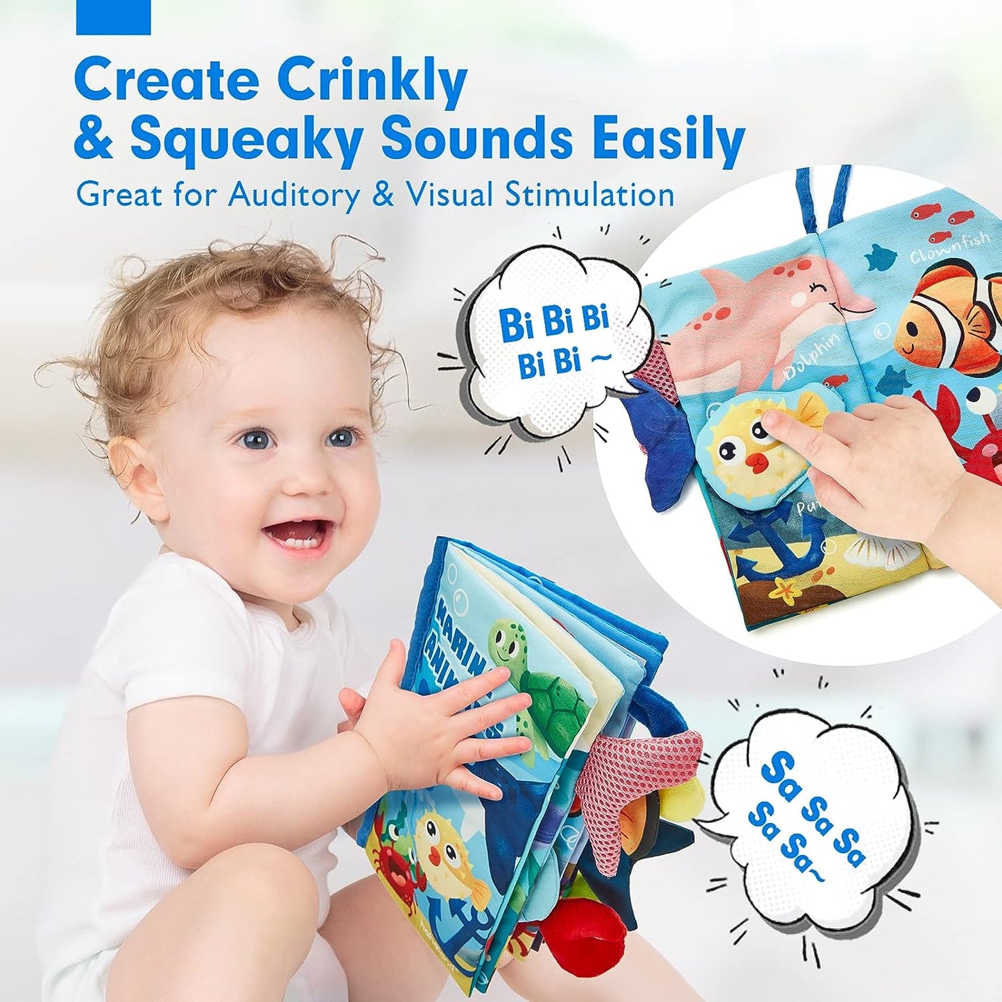 Baby Books 0-6 Months,Infant Tummy Time Toys High Contrast Sensory Baby Toys 6 to 12 Months Touch Feel Book Gift Christmas Stocking Stuffers for Boys Girls 0-3 Months Book Early Learning Stroller Toy