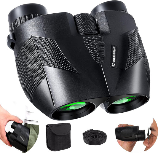 10x25 Compact Binoculars for Adults and Kids.Bak4 FMC Lens,Rotatable Eye Mask.Lightweight Binoculars for Bird Watching,Concert,Hunting,Outdoor Travel.Small Binoculars Can Be Easily Put in Your Pocket