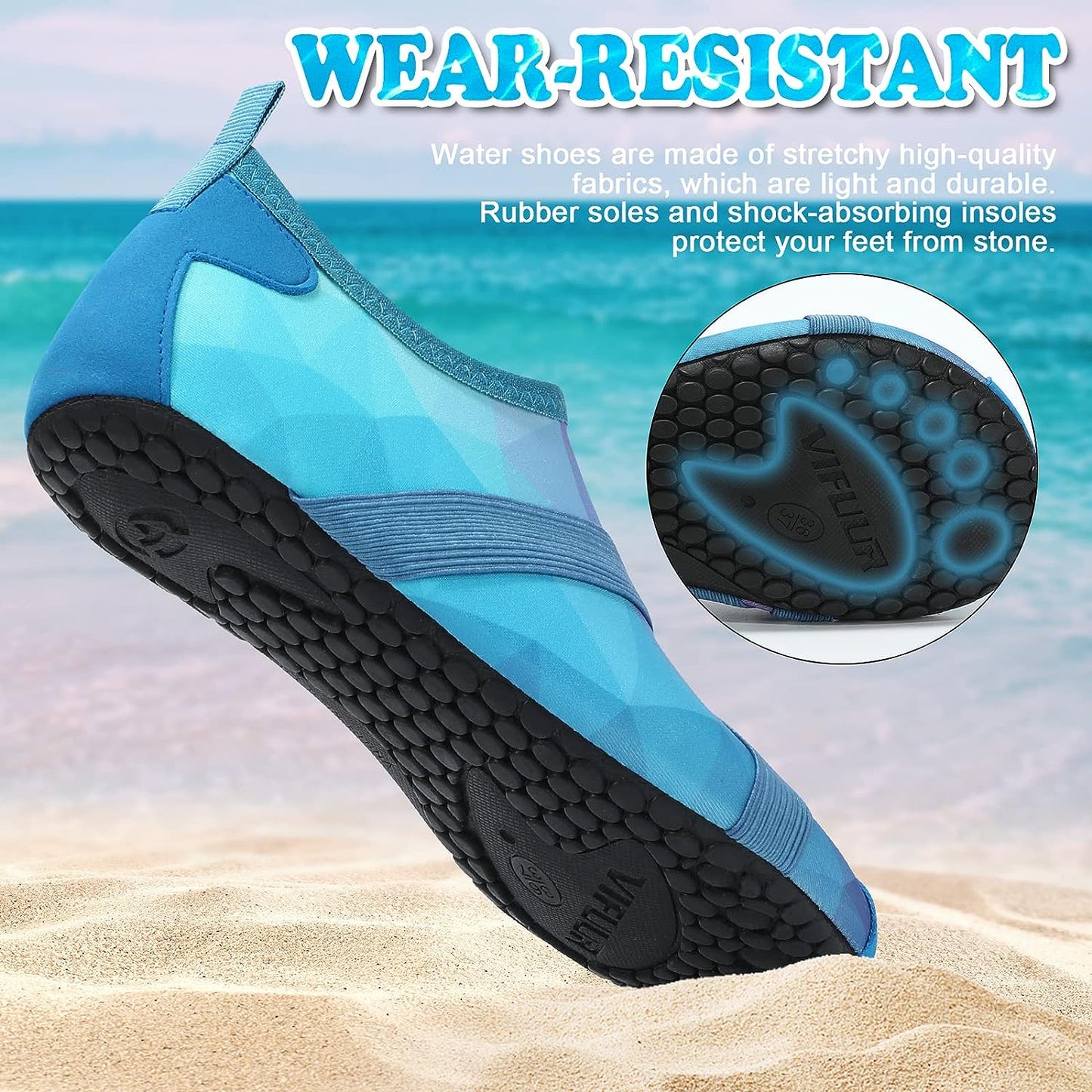 size 7 Womens Mens Water Shoes Barefoot Quick Dry Aqua Socks for Beach Swim Yoga Outdoor Sports