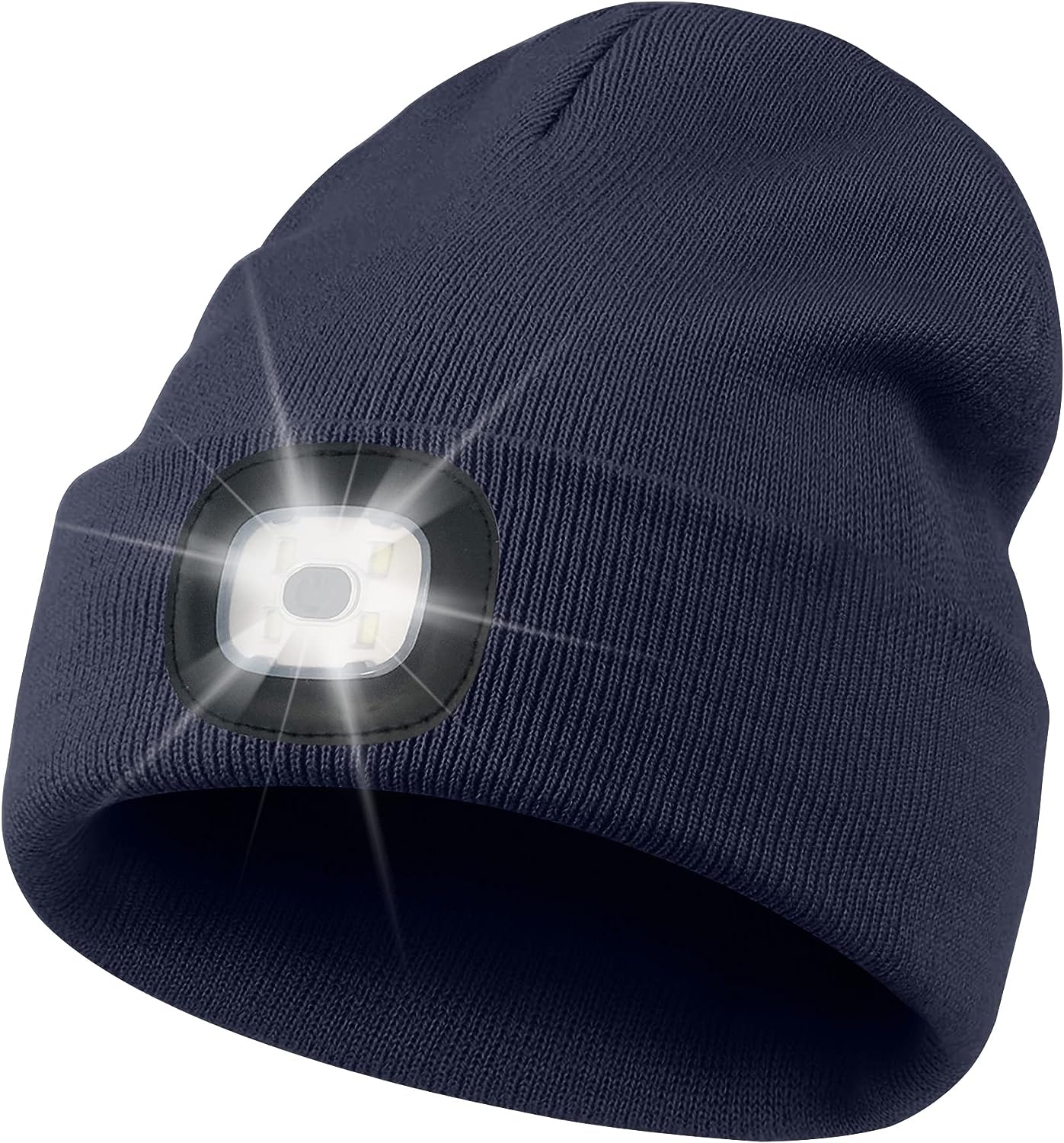 SOCTKE LED Beanie Hat with Light,USB Rechargeable 4 LED Headlamp Hat,Gifts for Men Winter Warm Knitted Caps,Used for Outside