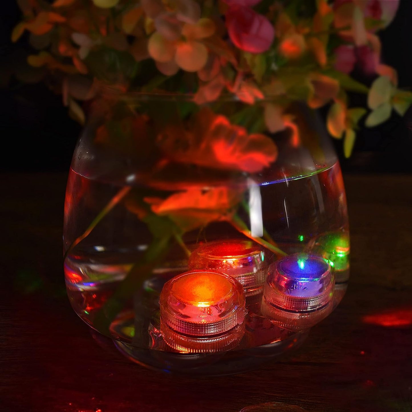 Mini Submersible Led Lights with Remote, Multicolor Underwater Tea Lights Candles, Waterproof Submersible Tea Lights Battery Operated Submersible Pool Lights for Wedding Vase Festival Party, 10pcs