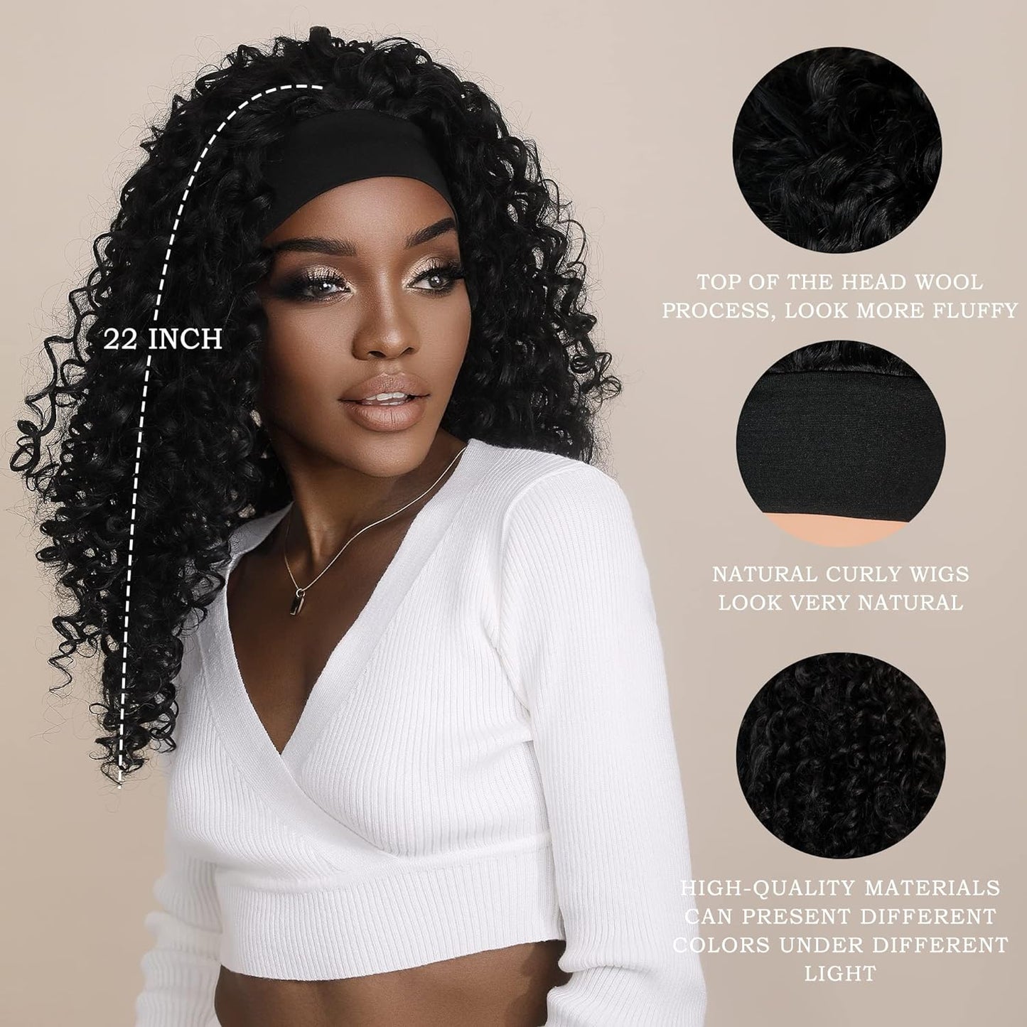 WIGS Curly Headband Wig