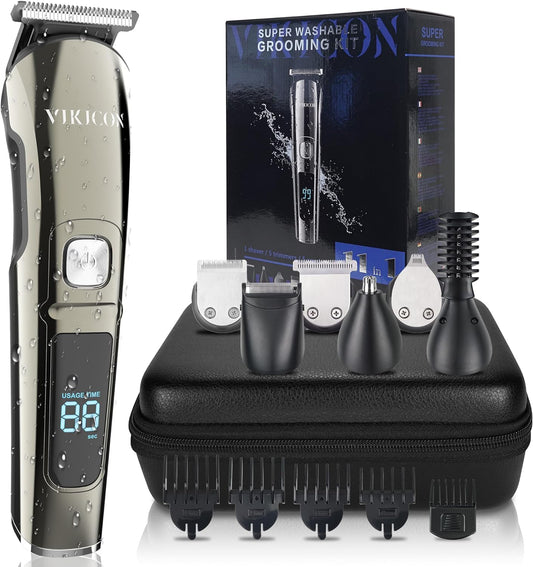 Beard Trimmer for Men, Mens Grooming Kit - Electric Razor for Shaving Face Body Nose Beard & Mustache, IPX7 Waterproof Hair Trimmer, Cordless Hair Clippers with Travel Case, Gifts for Men