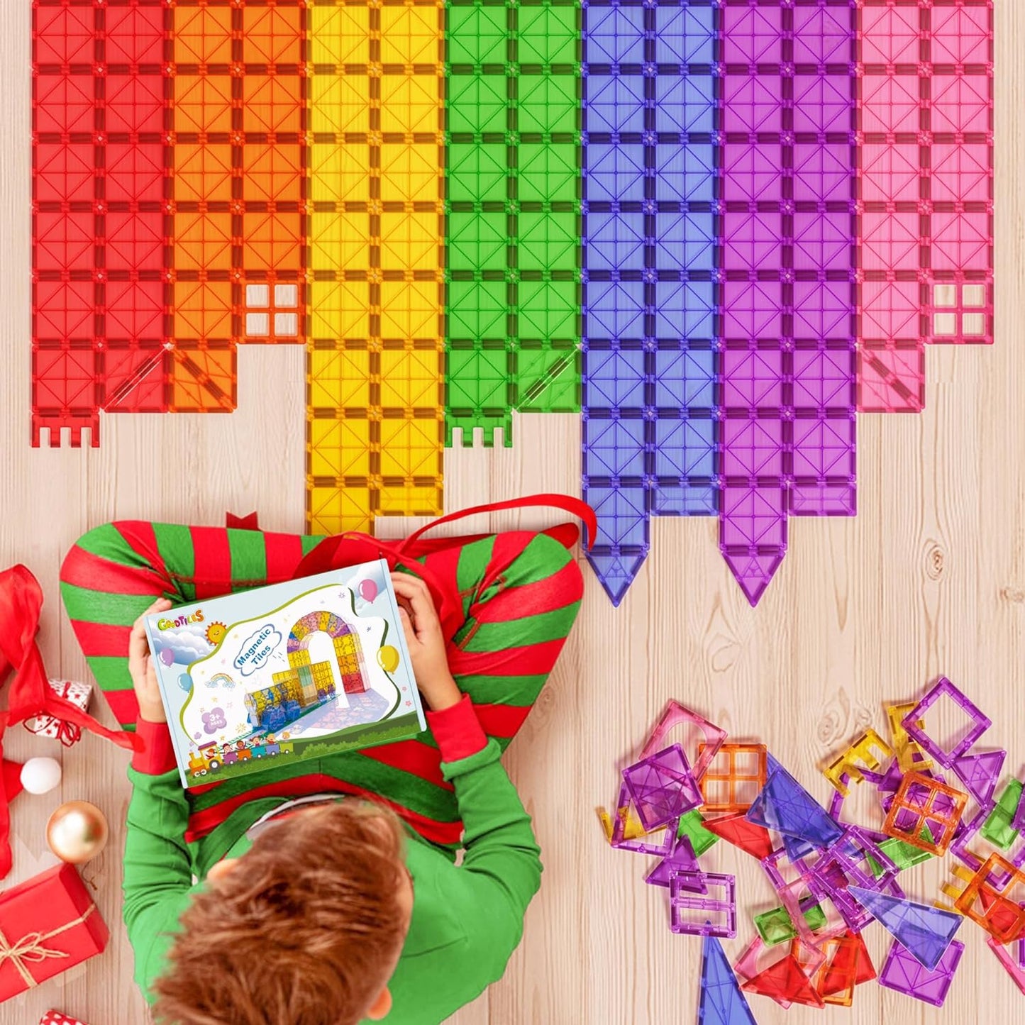 Magnetic Tiles Christmas Toys for 3+ Year Old Boy and Girl Birthday Gifts, Magnet Blocks Building STEM Preschool Sensory Learning Montessori Autism Toys for Toddlers Kids Ages 3-5, 5-7, 4-8