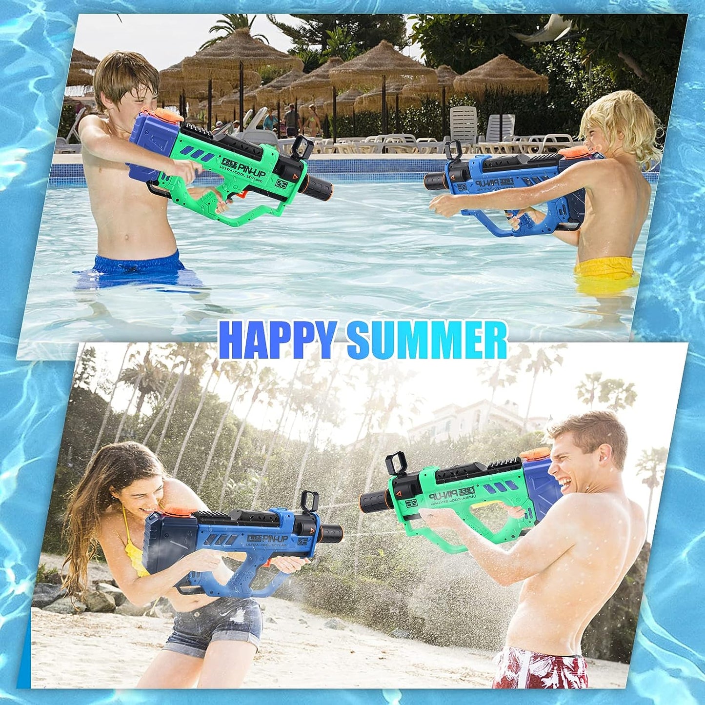 Electric Water Gun, Long Distance Automatic Squirt Guns Up to 32 FT Range, 800CC High Capacity Water Guns for Adults & Kids (Blue)