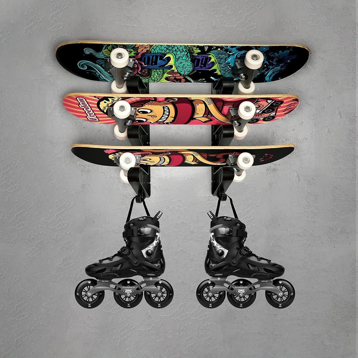 Skateboard Rack Wall Mount Skateboard Storage Rack Skateboard Holder, Load Bearing Skateboard Rack, Horizontal Space Saving Design