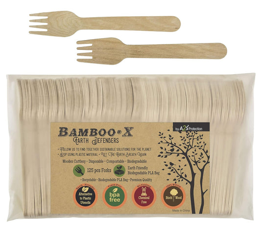 Wooden Compostable Forks Eco Friendly Disposable